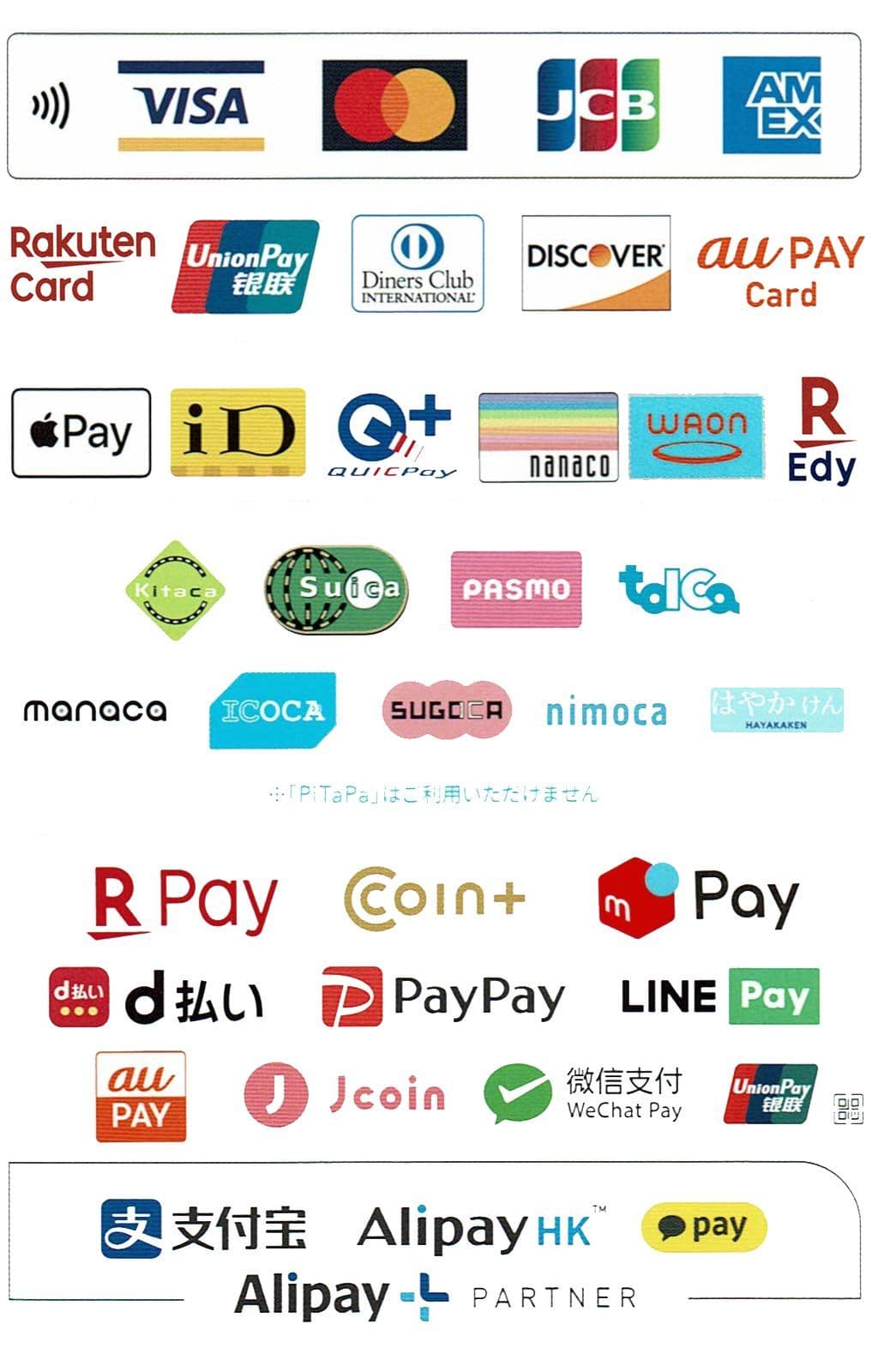 キャッシュ決済決済可能ブランド一覧